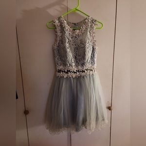 Gray dress , lace gray top with tool shirt medium size.